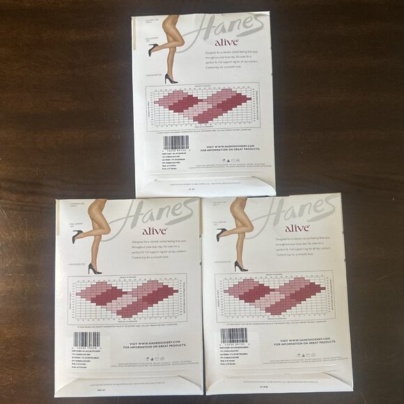 3x Hanes Alive Full Support Control Top Pantyhose Sz C Multiple Colors READ - Picture 5 of 10